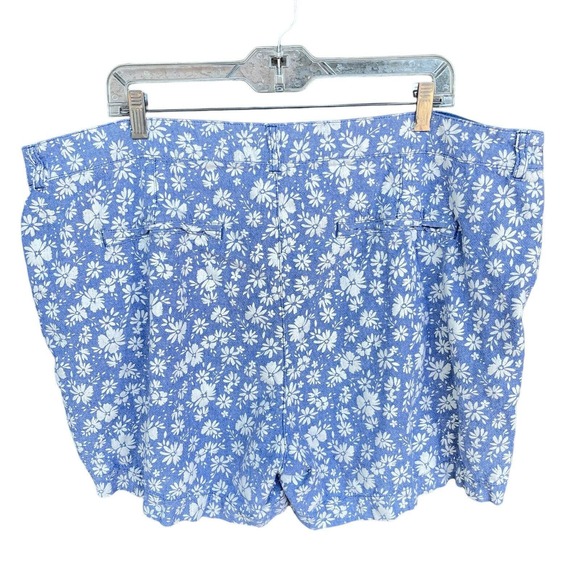 Old Navy Shorts Womens Plus Size 20 Blue Floral Linen Rayon Everyday High Rise - Picture 2 of 10